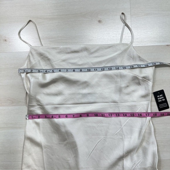 NWT Express Satin Slip Dress Large Cream Sleeveless Strappy Wedding - Picture 11 of 16